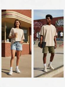 Vintage Washed T-Shirt | 100% Cotton Oversized Basic Tee | Retro Streetwear - Apricot - View 3