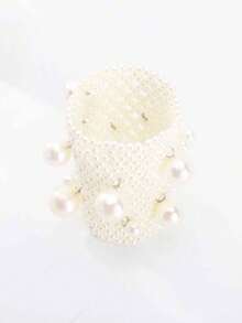 2026夏季高品质手工女士宽弹力编织珍珠手链 - 彩色 - 查看 6