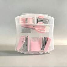 1 Set Office Supplies, Desktop Accessories, 8-In-1 Office Stationery Set, Including Hole Puncher, Stapler, Tape Dispenser, Small Tape Roll, Pencil Sharpener, Scissors And 500pcs 10# Staples. Student Stationery Set, Workplace Gift - Perfect Gift For Students And Colleagues. - Multicolor - View 8