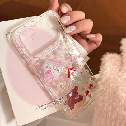 Ốp lưng điện thoại Kavenfort trong suốt lấp lấp lánh màu hồng họa tiết hoa lá cho iPhone 17 Pro, 16, phù hợp với cả 15, 13, 14 inch, họa tiết hoạt hình lấp lánh, mềm mại, dễ thương, nữ tính, sáng tạo, hình học, phong cách hoạt hình, đáng yêu, tươi mới, độc đáo, phong cách .