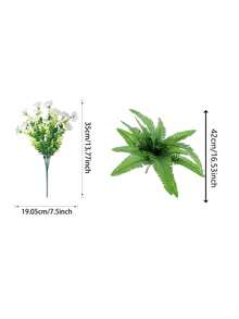 6pcs High-End Artificial Persian Fern Plants With Colorful Floral Design, UV-Resistant Lifelike Greenery, Suitable For Home Decor, Porch, Windowsill, Planter, Indoor Garden, Yard Decoration - Multicolor - View 4