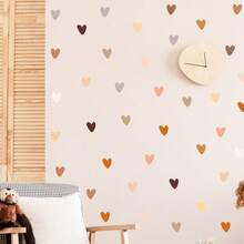 1pc Minimalist Heart-Shaped Wall Sticker, Warm Color Self-Adhesive Removable Wall Decor For Living Room & Bedroom - Multicolor - View 5