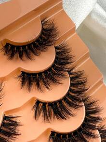 10对蓬松假睫毛，纤细交叉仿貂毛假睫毛，凌乱立体3D条状假睫毛，自然妆效，黑色睫毛带，可重复使用，适合各种场合，单簇假睫毛 - 查看 7