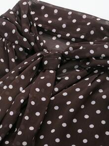 Women's Polka Dot Tie Collar Casual Versatile Daily Wear Shirt Spring - Brown - View 3