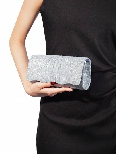 新款闪亮晚宴手拿包，新娘婚礼钱包，多功能手提包，配有肩链，适合婚礼、晚宴、派对、会议等场合。送给女性的最佳礼物。