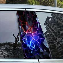 2 pares de calcomanías geométricas fluorescentes para columnas de automóvil, protectores autoadhesivos para el pilar B del vehículo, alargados, resistentes a los arañazos, calcomanías para automóvil con acabado semibrillante, para uso único en superficies de vidrio y metal - A - Ver 2