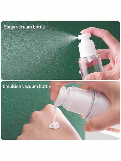 Bình xịt chân không đựng toner và lotion, phụ kiện mỹ phẩm du lịch có thể tái sử dụng, bộ bình xịt chân không đựng toner và lotion, chai rỗng.