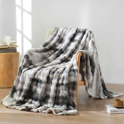 Kunstfell-Überwurf für Heimdekoration, plüschige Decke mit Blasentextur und Flanellrückseite, gemütlicher dekorativer Überwurf für Couch, Sofa, Bett, Stuhl, ganzjährig maschinenwaschbar