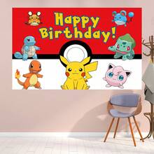 Đồ dùng trang trí tiệc sinh nhật Pokemon có bản quyền, Vải phông nền trang trí màu đỏ trắng vàng vui nhộn, Phông nền chụp ảnh hoạt hình Anime, Áp phích, Phụ kiện chụp ảnh, Vải phông nền trang trí tiệc sinh nhật hoàn hảo, Biểu ngữ, Phông nền chụp ảnh, Trang trí tiệc sinh nhật, Kích thước: 82.7*59.1/59.1*39.4/39.4*29.5 inch - Nhiều màu - Xem 8