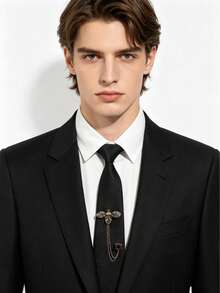 1 chiếc cà vạt hình ong/đầu lâu dành cho nam, phụ kiện thường ngày. - màu đen - Xem 3