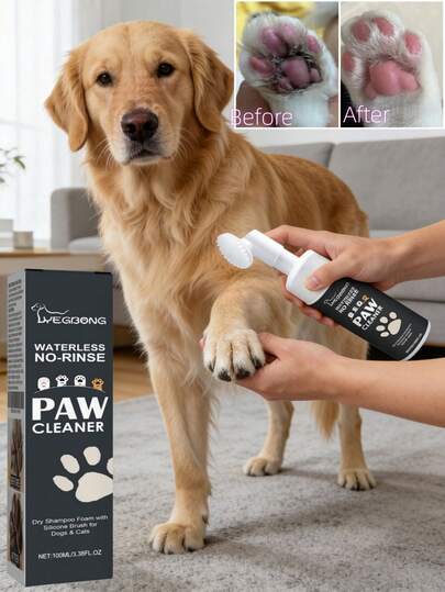 1pc/100ml Pet Paw Cleaner, Designed For Pets, No-Rinse Foot Care Solution, Gently Cleanses Dirt & Debris, Nourishes & Conditions Delicate Paw Pads, Foaming Formula Penetrates Paw Crevices To Remove Mud, Dust & Odor