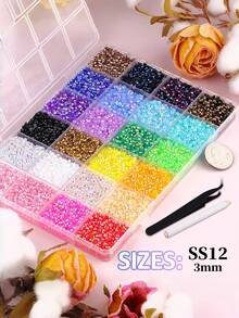 Resin Rhinestones With Tweezers For Bedazzling, Multicolor 3mm Crystal For Nail Art Crafting Makeup - Multicolor - View 2