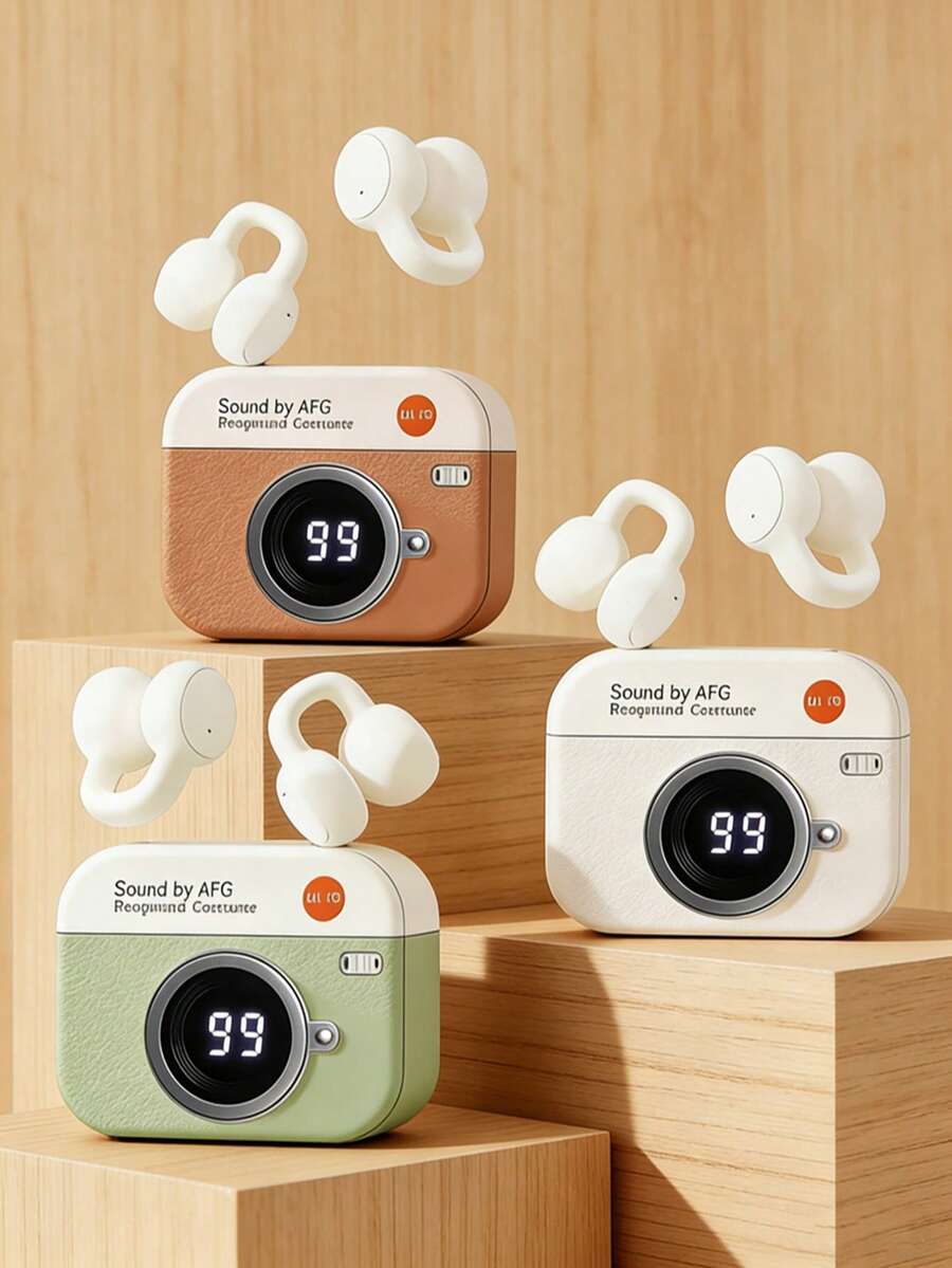 Q87 Retro TWS Wireless Bluetooth Earphones With Battery Display, Long Lasting, Noise Cancelling Ear-Hook Design, Comfortable - View 1