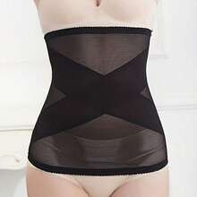 Breathable Mesh Waist Shaping Belt, Daily Abdominal Support Belt, Cross-Tie Design - Multicolor - View 3