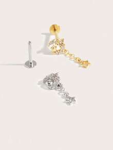 1pc Fashionable Delicate Moon & Star Pendant, Suitable For Women's Daily Wear - Moon - View 3
