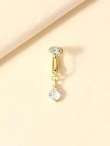 1 件时尚百搭简约锆石假肚脐环 - 金黃色 - 查看 1