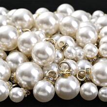 Classic 8/10/12/14/16mm White Pearl Pendant 10/20pcs Round Loose Pearl Beads With Rhinestone Faux Pearl Charms For Jewelry Making - Pearl Pendant - View 6