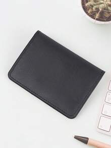 HOVI'S Black Faux Leather Card Holder - Embossed Pattern, Clear ID Window, Multiple Card Slots, Slim & Portable For Daily Use - Black - View 3