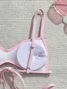 Bộ bikini 2 mảnh hở lưng gợi cảm dễ thương đi biển mùa hè cho nữ - Màu vàng - Xem 5