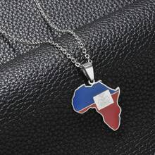 1Piece Africa Map With Jamaica Haiti Puerto Rico PR Flag Pendant Necklaces For Women Jewelry - Multicolor - View 8
