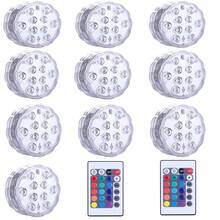 1/2/4/6/10pcs Waterproof LED Lights, 16 Color Changing Underwater Lights With Remote Control, Suitable For Aquarium, Vase, Bathtub, Hot Tub, Halloween, Christmas, Swimming Pool And Party Decoration - White - View 11