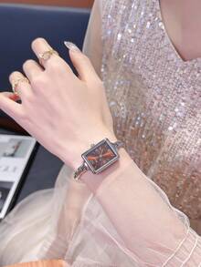 BAOHE 1pc Ladies' Gold Butterfly Strap Inlaid With Diamonds Quartz Wristwatch, Valentine's Day Gift - Gold - View 9