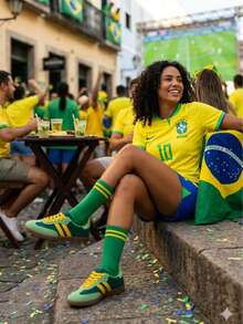 Women's Casual Traditional Sneakers, Super Soft And Lightweight, Limited Edition World Cup Release - XANH LÁ CÂY/VÀNG - Xem 8