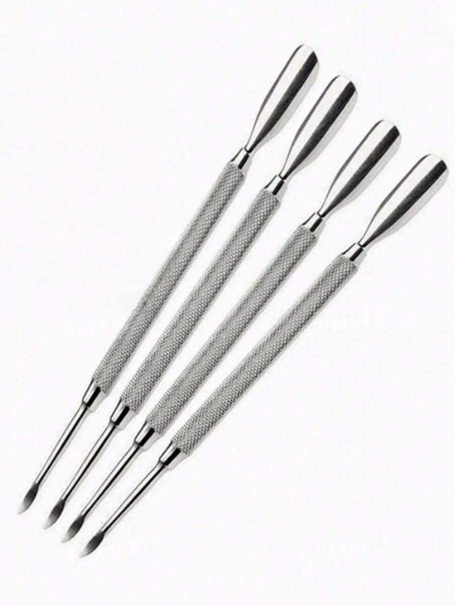 2pcs Double-Sided Callus Remover - Stainless Steel Cuticle Pusher And Callus Removal Tool, Sharp Edge Spoon-Shaped For Nail And Foot Care - Silver - View 1