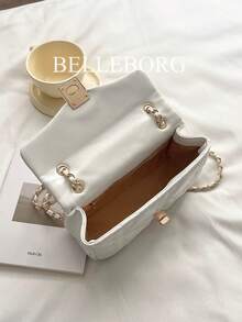 时尚金属链条优雅简约女士单肩方包 - 白色 - 查看 10