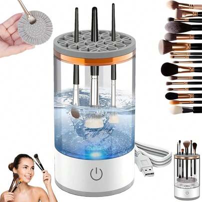 Limpiador de Brochas de Maquillaje Eléctrico, Limpiador de Brochas Automático, Limpia y Actualiza sin Esfuerzo las Brochas para Brochas Cosméticas, Lavadora de Brochas y Esponjas de Maquillaje