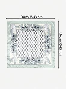 1条女士时尚宫廷奢华几何缎面印花90x90厘米方巾/头巾，适合日常使用 - 淺綠 - 查看 3