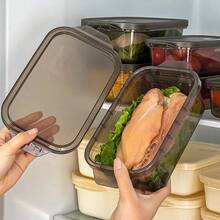 3 pièces Boîtes à lunch empilables et étanches, micro-ondes et lave-vaisselle. Design de rangement transparent pour les collations/fruits/légumes, idéal pour le pique-nique/le bureau/l'école/les voyages - Voir 2