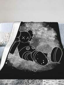 Kawss Kawaii Kaw Blanket Luxury Anime Flannel Blanket - Ultra Soft Cartoon Print, The Perfect Gift For Any Occasion, Christmas, Birthday, For Home, Camping & Travel Use - màu đen - Xem 5