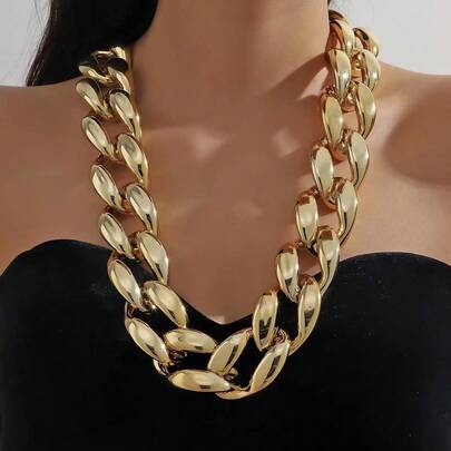 1 Stück neue Ankunft europäisches & amerikanisches Originaldesign runde CCB Kubanische Kette Halskette, große Goldkette, personalisierter Performance Hip-Hop Stil