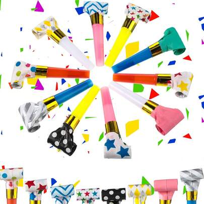 20 chiếc còi thổi tiệc, đồ chơi tạo tiếng ồn vui nhộn, còi sinh nhật nhiều màu sắc, còi hình rồng hoạt hình màu ngẫu nhiên, quà tặng tiệc tùng (cuộn giấy nhiều màu), thích hợp cho các bữa tiệc, lễ hội, tiệc tựu trường và các dịp khác.