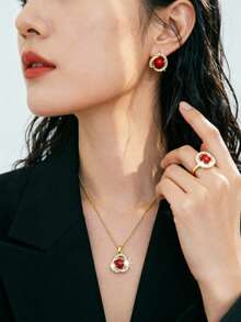 Un conjunto de joyas versátiles de estilo coreano, románticas, elegantes y frescas con formas geométricas - Multicolor - Ver 1