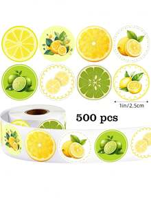 500 Stück Cartoon Zitronen Doodle Aufkleber, frische Zitronen 8 Muster Gelb & Grün süße Frucht selbstklebende runde Siegelaufkleber, Geschenkumschlag Karte Party Scrapbooking Dekoration, PVC Aufkleberbögen Sammelalbum Zubehör Schulbedarf - Cartoon Lemon Graffiti - Übersicht 7
