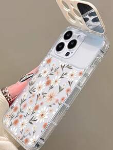 1pc Transparent TPU Flower Phone Case With Mirror Stand, Suitable For IPhone 11, 12, 13, 14, 12 Pro Max, 13 Pro Max, 14 Pro Max, 15, 15 Pro, 15 Pro Max, 16, 16 Pro, 16 Pro Max, 17, 17 Pro, 17 Pro Max - Multicolor - View 5