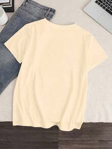 Camiseta casual con estampado de gato de moda primavera 2026, camiseta de mujer de manga corta y cuello redondo con estampado elegante para el verano - Negro - Ver 8