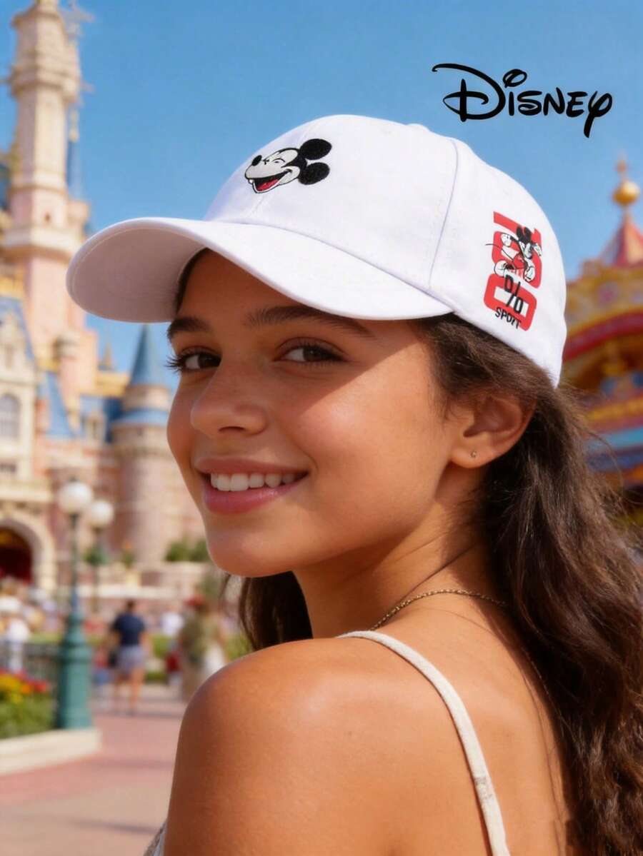 Disney 1顶迪士尼官方授权正品米奇刺绣男女通用棒球帽，可调节中性户外防晒休闲帽，适合春秋季旅行、海滩，Y2K风格可爱卡通，适合青少年返校、夏季佩戴。 - 彩色 - 查看 1