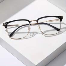 1 Pair Men's Metal Frame Fashion Casual Flat Mirror - Gold-white Transparent Lenses - View 3