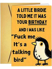 1pc Unisex Birthday Card With Mischievous Bird Design, Suitable For Gifting To Friends, Siblings, Parents On 30th, 40th, 50th, 60th Birthday Celebrations - View 2