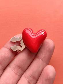 1pc/2pcs Elegant Heart-Shaped Geometric Pattern Button Set, Shirt Button Set, Clip-On Button Set, Fashionable Crystal Cufflink Set, Suitable For Tuxedo And Wedding Dress Decoration - Red - View 3