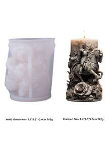 3D Knight Relief Cylindrical Candle Silicone Mold For Candles, Soap, Resin Crafts - Powerful Knight Relief Design, Perfect For Home Decoration, Festival Gifts And Party Supplies, Home Decoration - Knight Mold - View 2