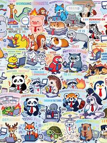 50 pezzi Adesivi divertenti di animali, adesivi carini di animali per borracce, scrapbooking, regali di animali, adesivi in vinile impermeabili - Multicolore - Visualizzare 11