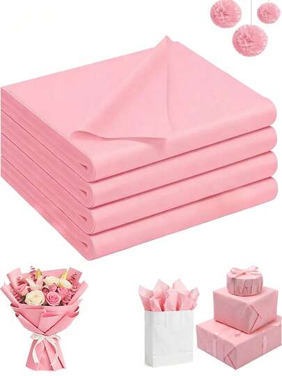 80pcs/40pcs Pink Gift Wrapping Paper, Size 30x20 Inches. Suitable For Gift Wrapping, Decoration, Floral Arrangement, And Applicable For Crafts, Weddings, Mother's Day, Bridal Shower, Birthday Party Decor, Bouquet Packaging, DIY Handmade, Gift Bags, Graduation Season, Anniversary And More Occasions.