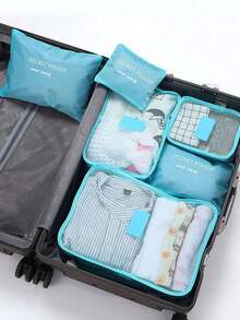 SGIAWETA-6pcs Travel Clothing Storage Bags School Supplies Room Decor Bedroom Decor Dorm Essentials School Student Teacher Travel Storage Bag Set With Lingerie Bag Waterproof Dustproof With Zipper Luggage Back To School Nylon Men And Women Student Travel Essentials Back To School Supplies-Birthdaygift - 藍色 - 查看 3