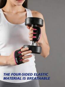 VBOSI 1 par de guantes ligeros de gimnasio unisex de 4 dedos - Agarre mejorado para entrenamientos y entrenamiento de fuerza - Rosa - Ver 2