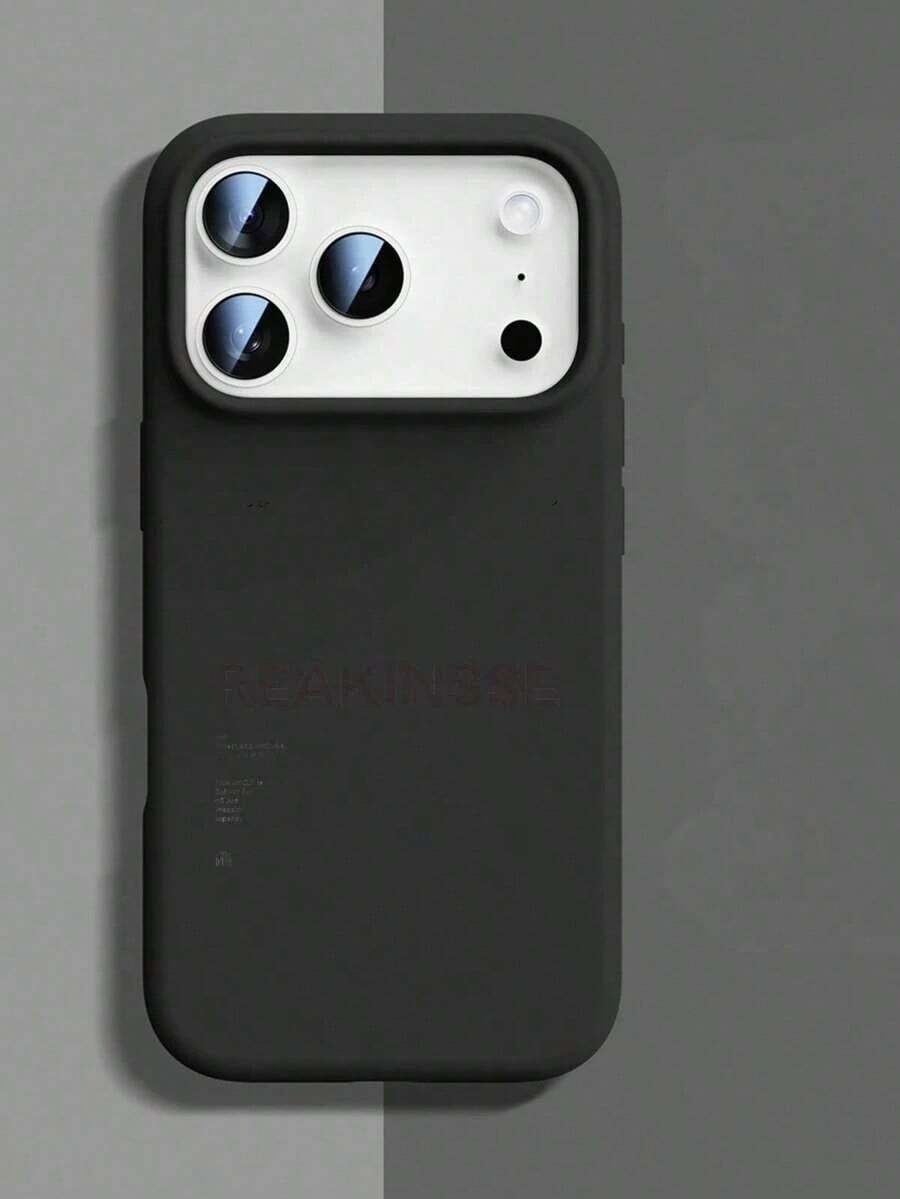 17PROMAX/17/16PROMAX/16PRO/16/15PROMAX/15/14/13/12 Funda negra para teléfono con marca Reakinsse y diseño minimalista sobre fondo gris FundaParaTeléfono - 1 unidad - Ver 1