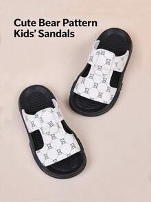 1-10 Years Old Unisex Summer Casual Cute Bear Pattern Children's Slippers, Non-Slip Wear-Resistant Soft Bottom Comfortable Lightweight Boys/Girls White Beach Sandals, Adorable Outdoor Slippers For Kids - White - View 4